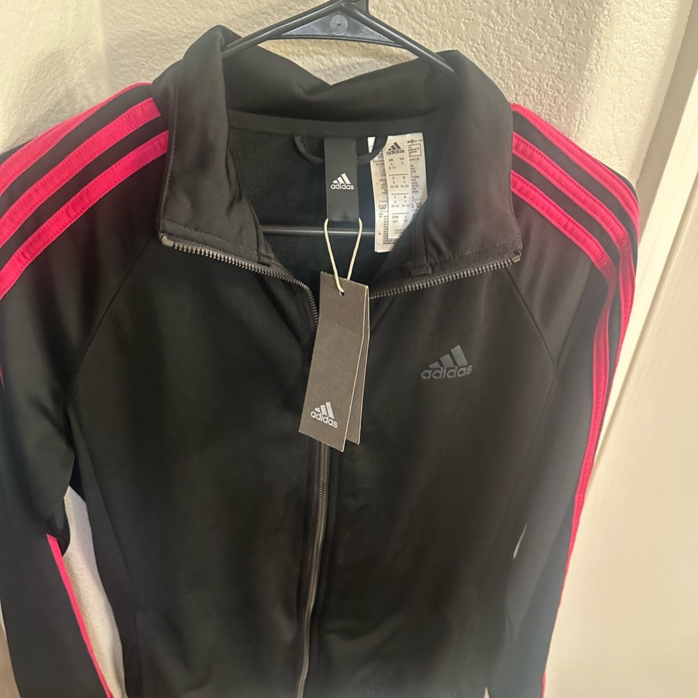 Adidas Black Jacket with Pink Accents
